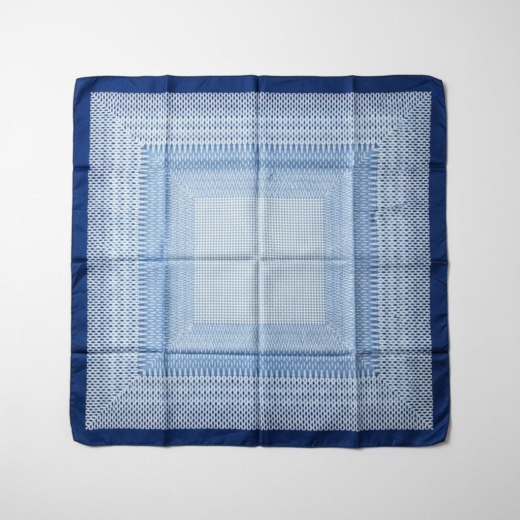Berkshire Geometric Scarf Blue White Polyester Made in Italy 1
