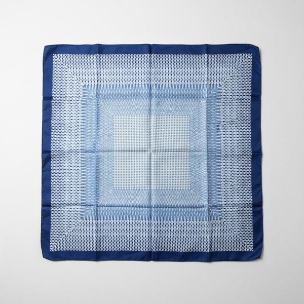 Berkshire Geometric Scarf Blue White Polyester Made in Italy