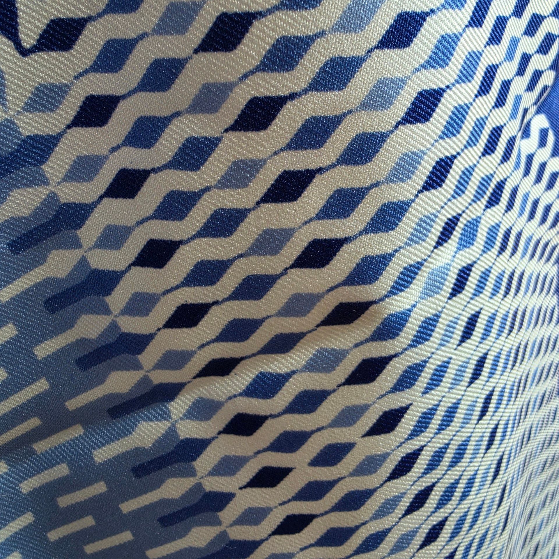 Berkshire Geometric Scarf Blue White Polyester Made in Italy 2