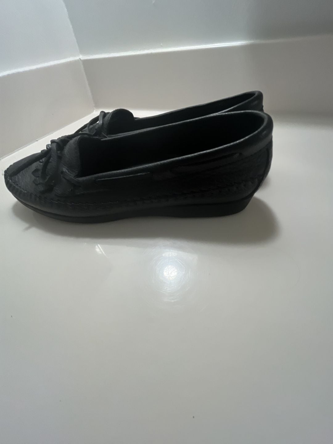 Naturalizer Black Leather Moccasin Loafers Bow Fringe Flats 11