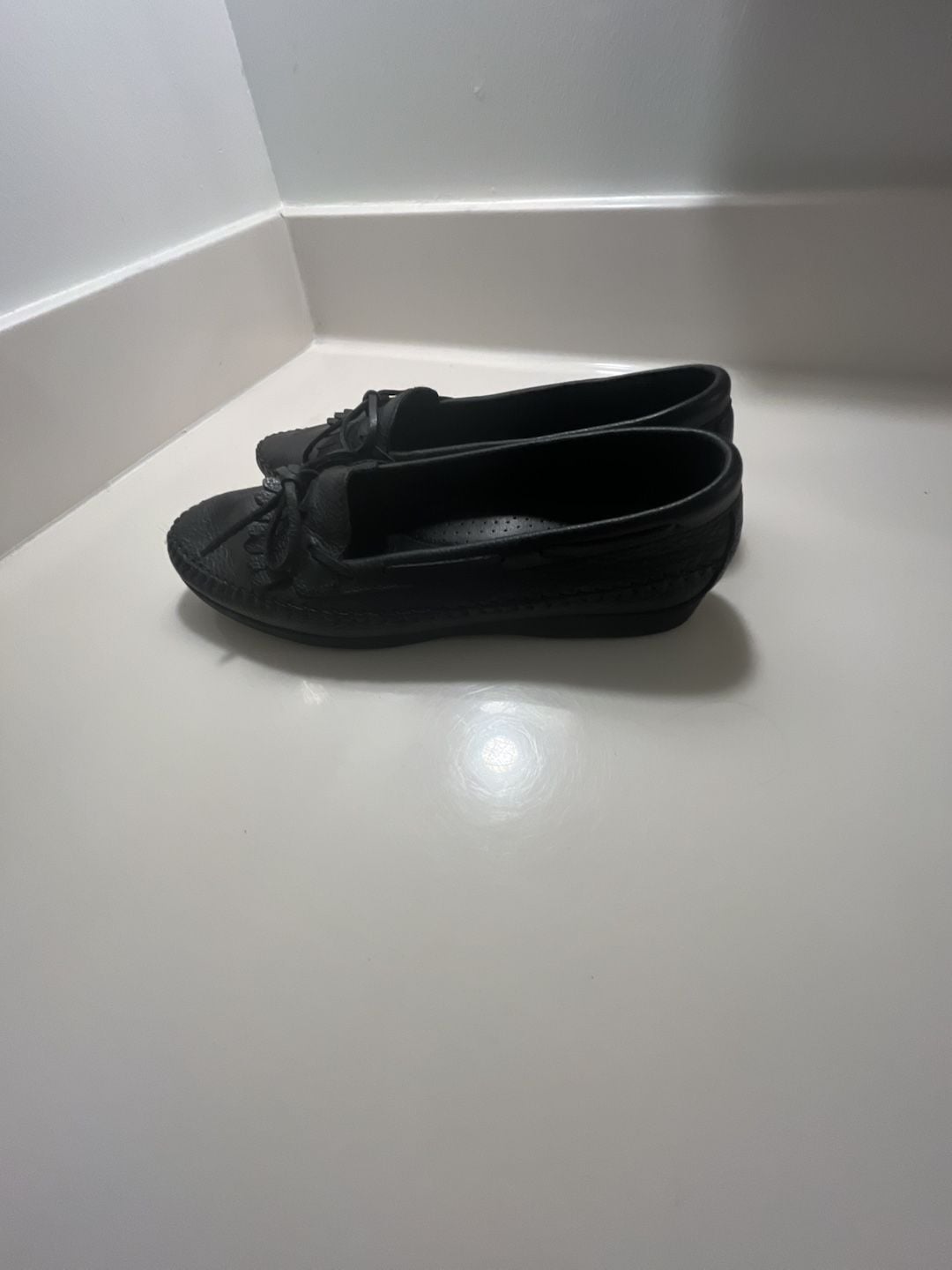 Naturalizer Black Leather Moccasin Loafers Bow Fringe Flats 12