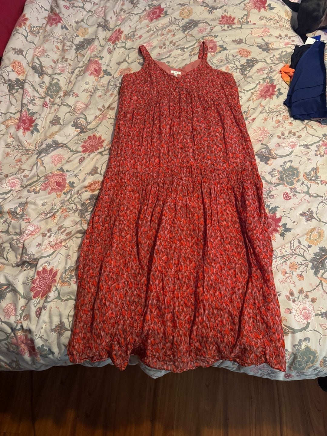 Joie Maxi Dress Size XS Red Pink Floral Cotton Sleeveless Boho Tiered 2