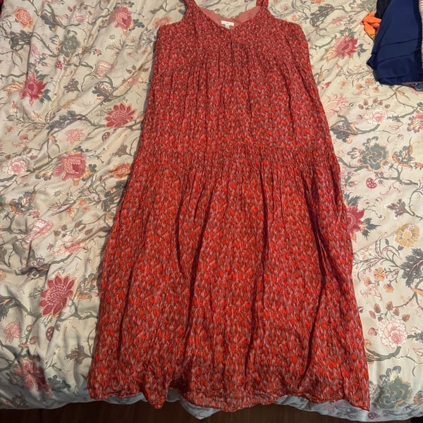 Joie Maxi Dress Size XS Red Pink Floral Cotton Sleeveless Boho Tiered