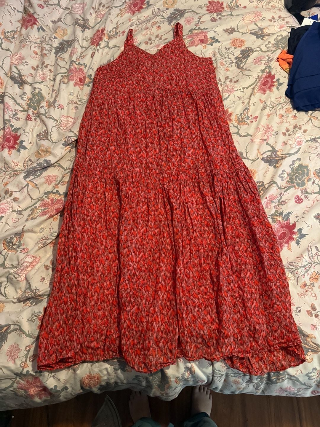 Joie Maxi Dress Size XS Red Pink Floral Cotton Sleeveless Boho Tiered 3