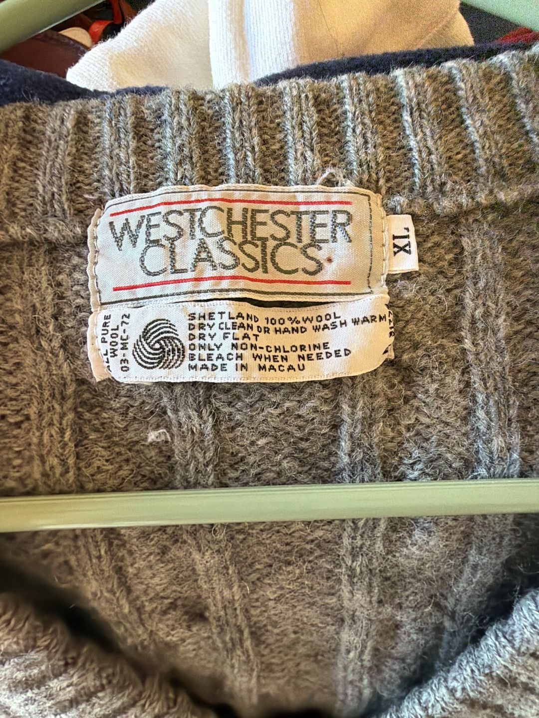 Vintage 100% Wool Westchester Classics Sweater Vest Gray Cable Knit SOU1439-N 9