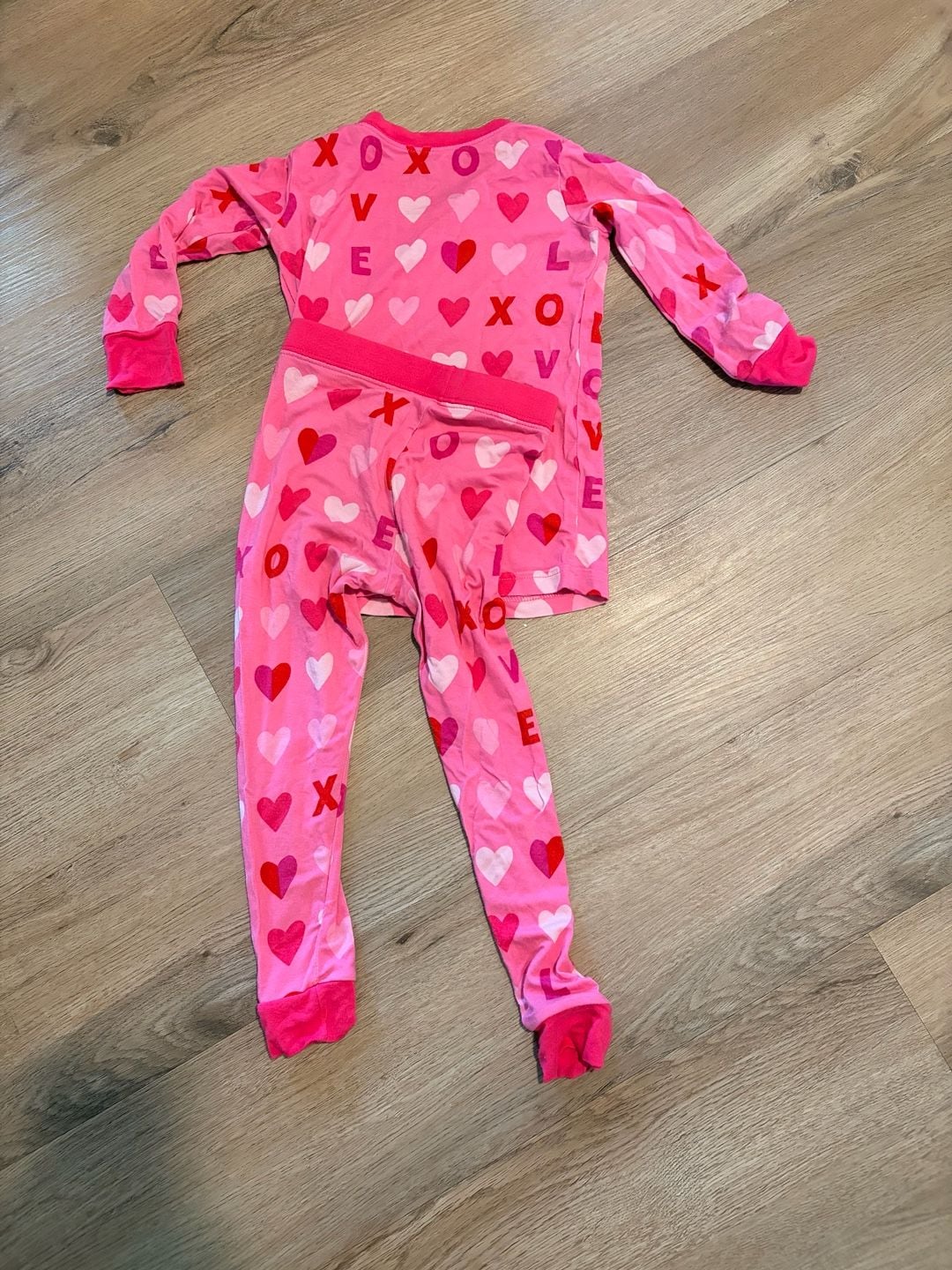 Little Sleepies 2-Piece Pajama Set Size 12-18 Months Pink Love Heart XOXO 3