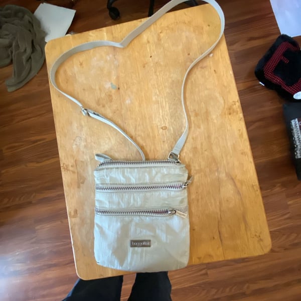 Baggallini Triple Zip Crossbody Bag Gray Nylon Lightweight