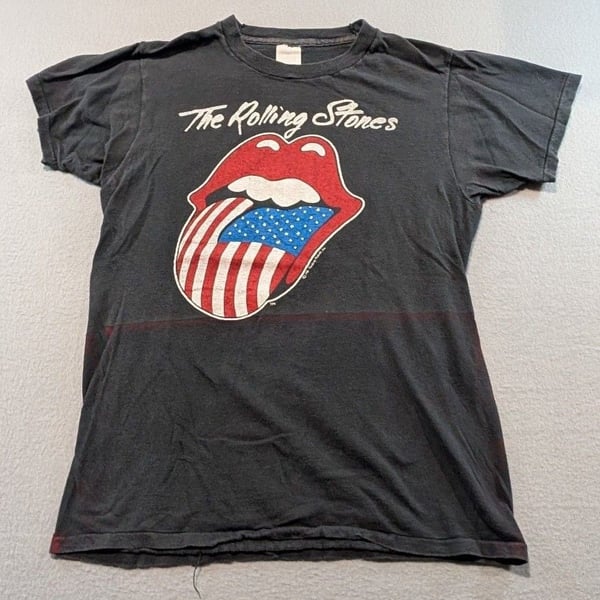 The Rolling Stones Vintage 1981 Tour T-Shirt Black American Flag