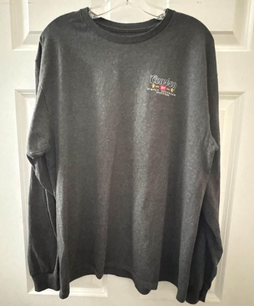 Simply Southern Cowboy Long Sleeve Shirt Size L Gray Graphic 3