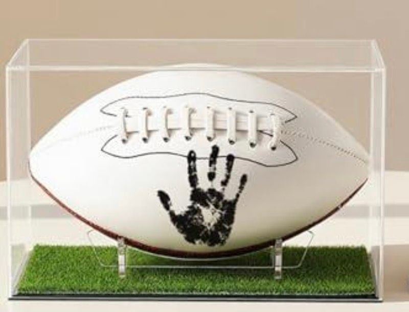 Baby Footprint Football Kit Acrylic Display Case Mini Keepsake Gift 1