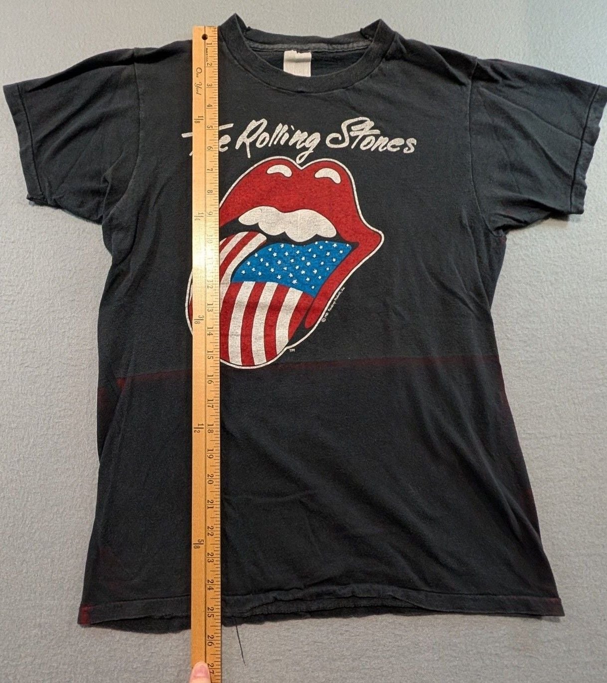 The Rolling Stones Vintage 1981 Tour T-Shirt Black American Flag 8