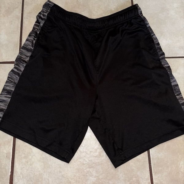 Reebok Athletic Shorts Black Camo Side Stripe