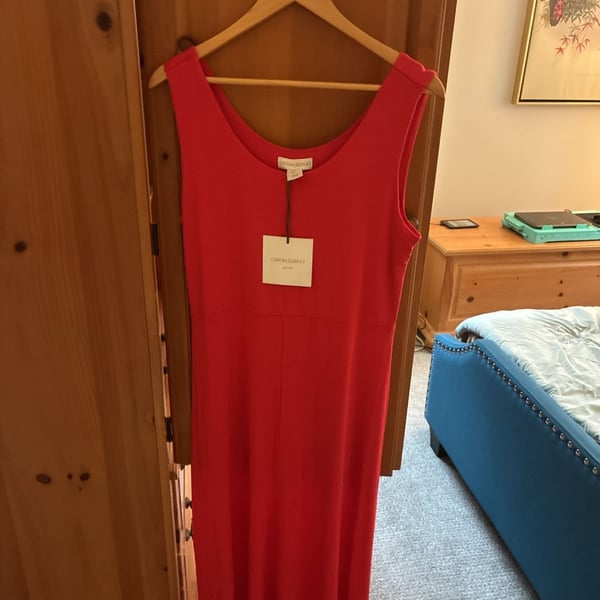 Cynthia Rowley Midi Dress Size L Red Sleeveless Scoop Neck