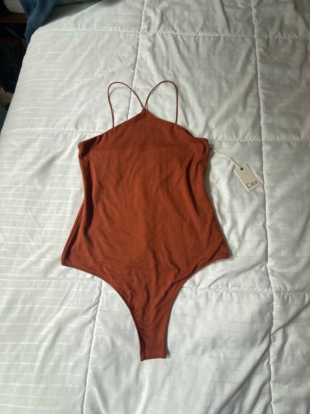 Dex Halter Bodysuit Size S Rust Spaghetti Strap 2