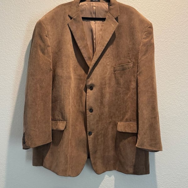 Calvin Klein Corduroy Blazer Men's 60 Brown Two Button Suit Jacket Sport Coat