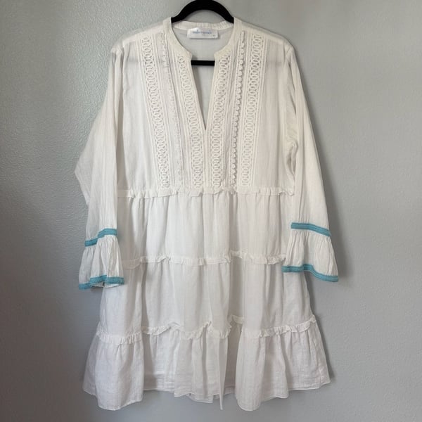 Walker & Wade Belle Dress Size XL White Tiered Tunic