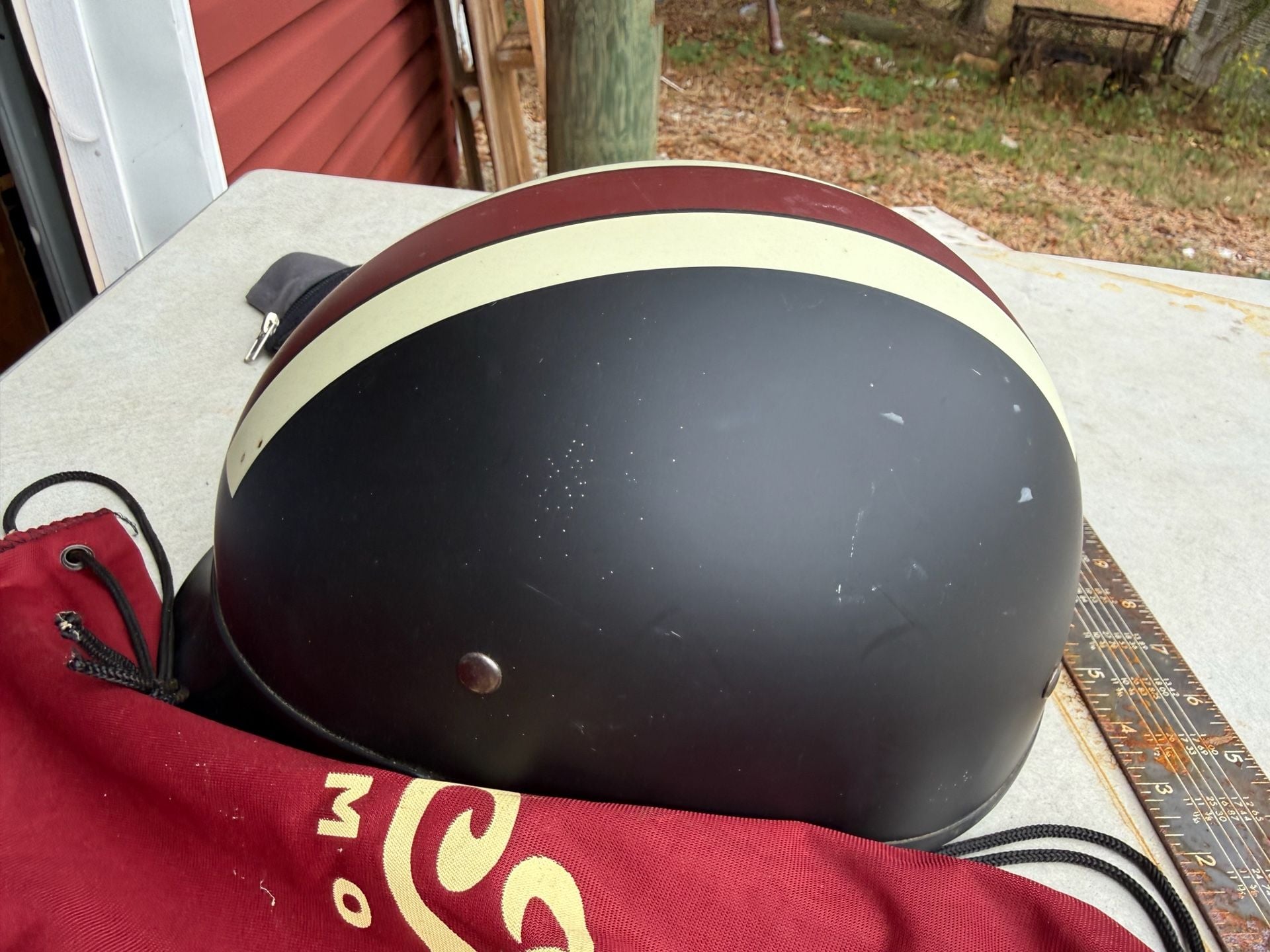 Indian Motorcycle BB-02 Half Helmet Size XL Matte Black Retro Stripe 5