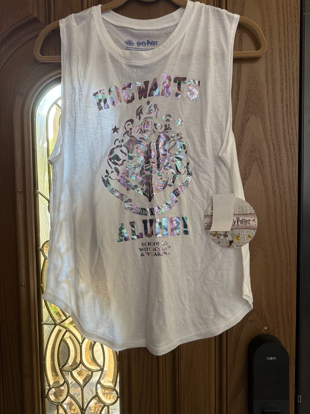 Harry Potter Hogwarts Alumni Muscle Tank Top White Foil Graphic 2