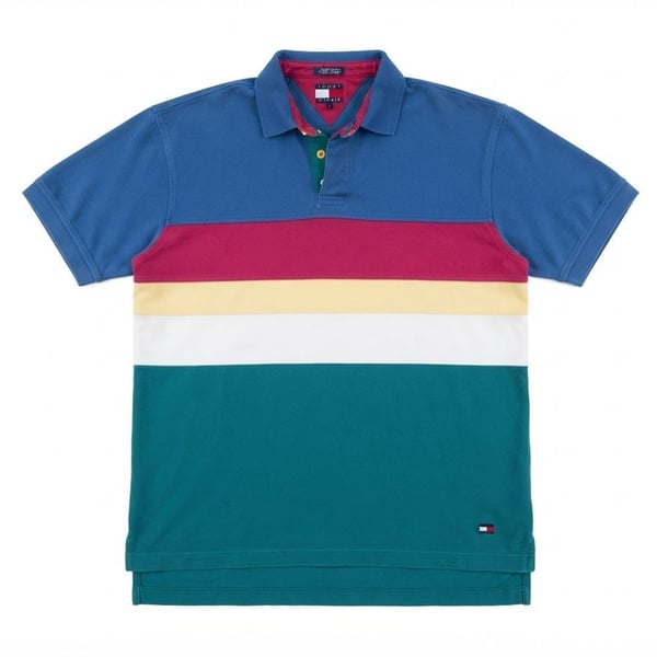 Vintage Tommy Hilfiger Colorblock Polo Shirt Size XL Multicolor Striped