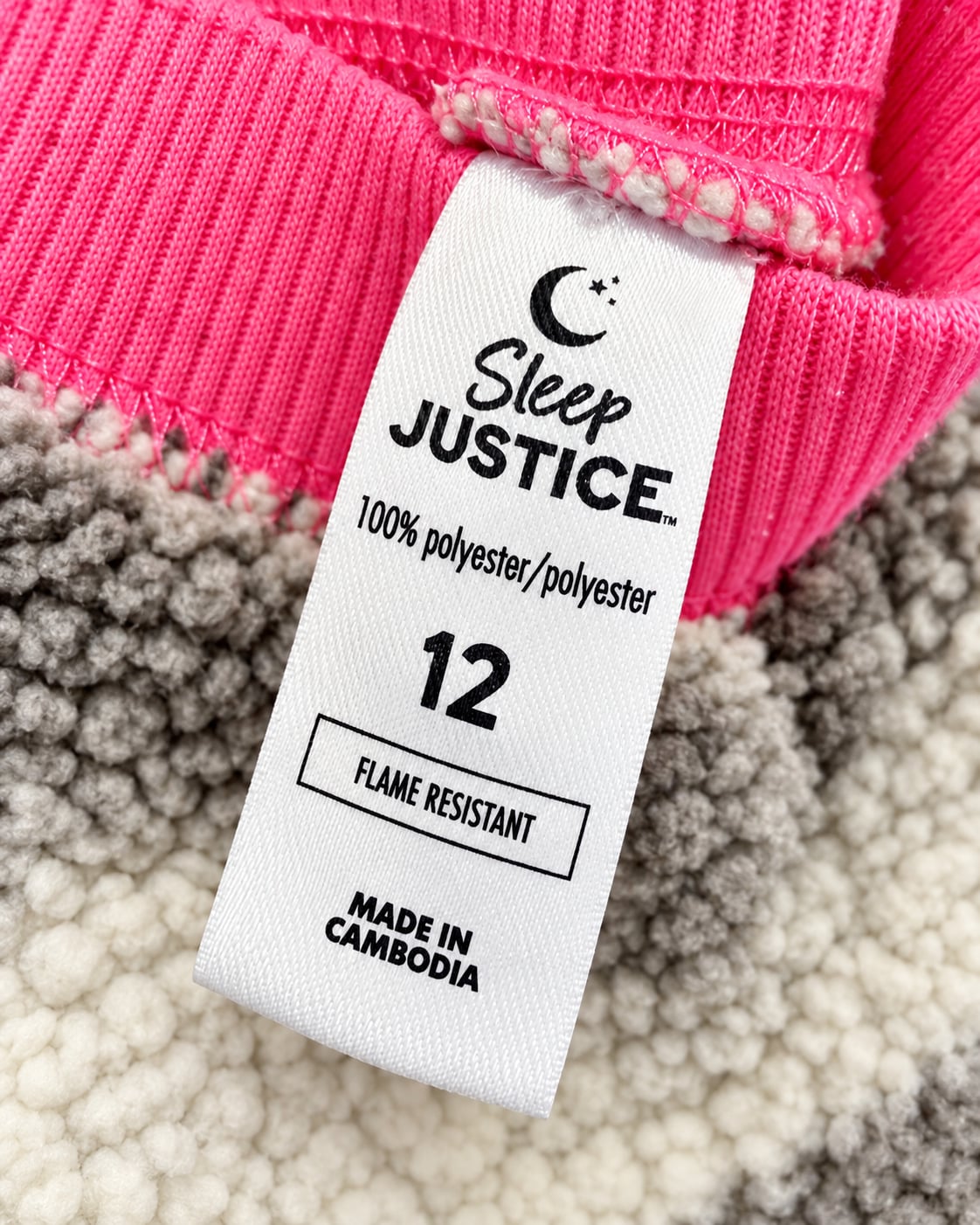 Justice Sleep “Cozy Squad” Sherpa Pajama Set – Girls Size 12 – Gray Plaid & Pink 6