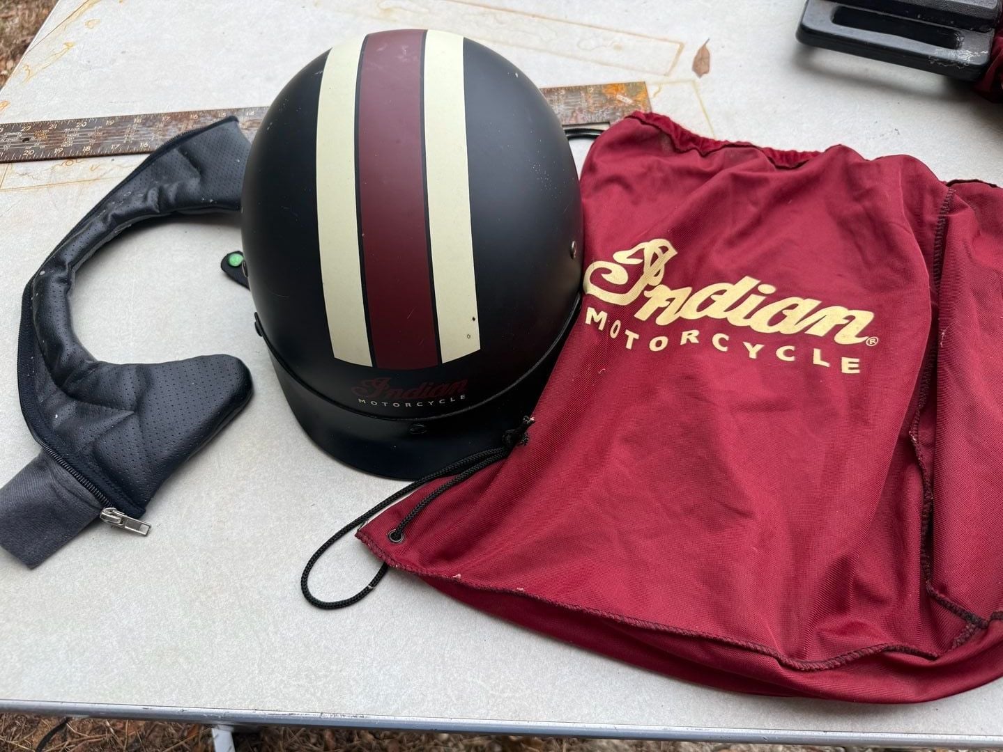 Indian Motorcycle BB-02 Half Helmet Size XL Matte Black Retro Stripe 2
