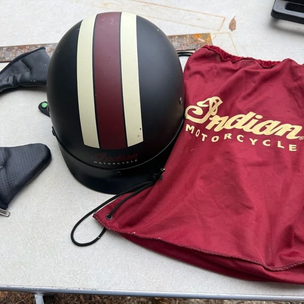 Indian Motorcycle BB-02 Half Helmet Size XL Matte Black Retro Stripe