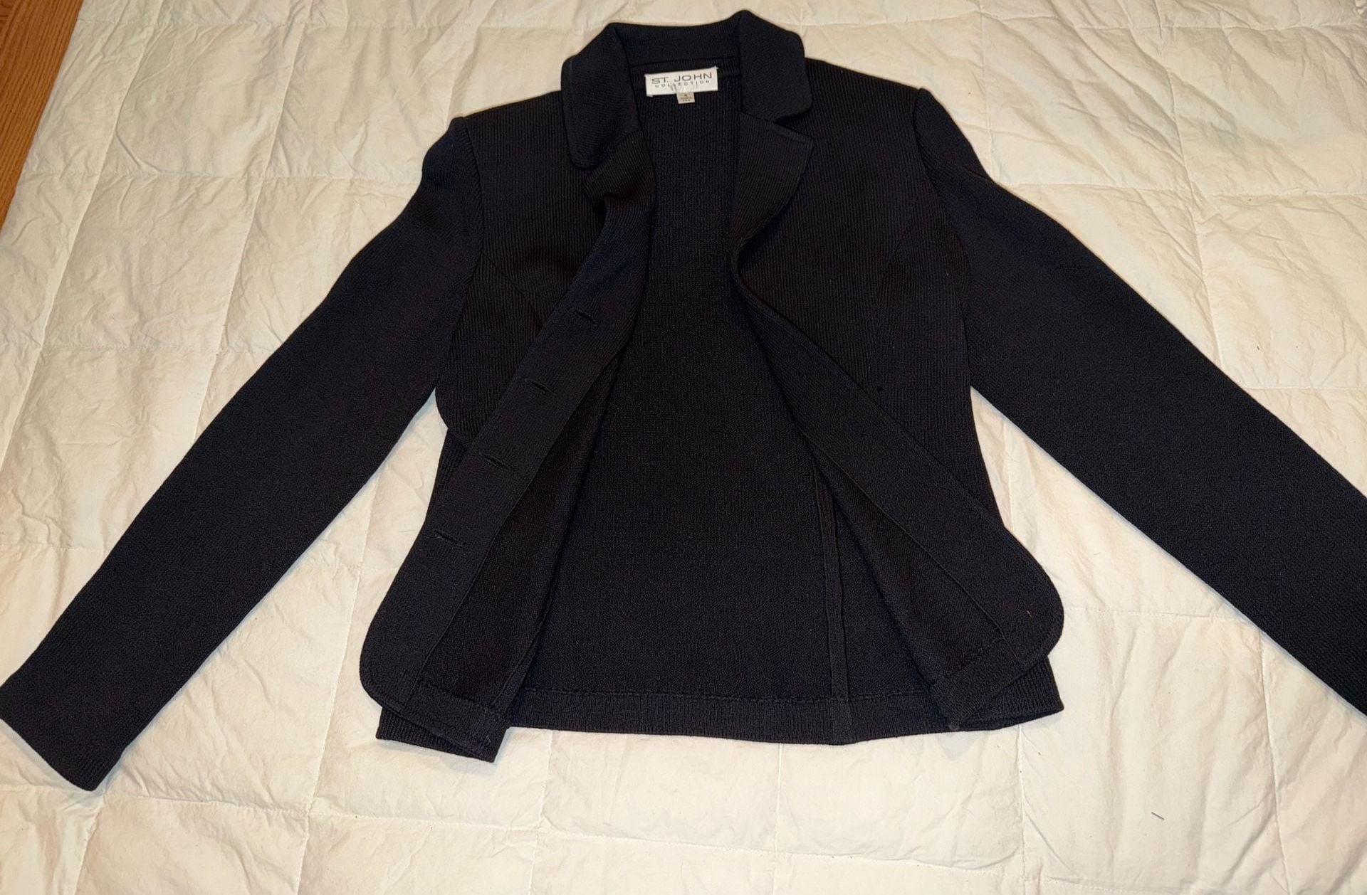 St. John Collection Santana Knit Notch Collar Button-Up Blazer Jacket 5