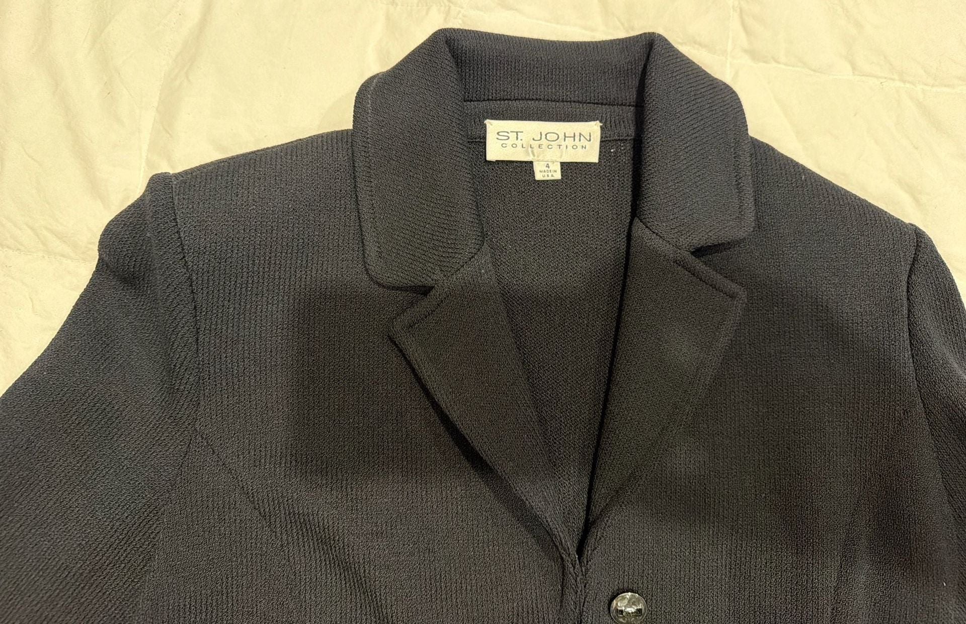 St. John Collection Santana Knit Notch Collar Button-Up Blazer Jacket 3