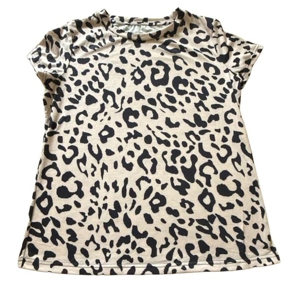 Unbranded Leopard Print Crewneck Short Sleeve T-Shirt