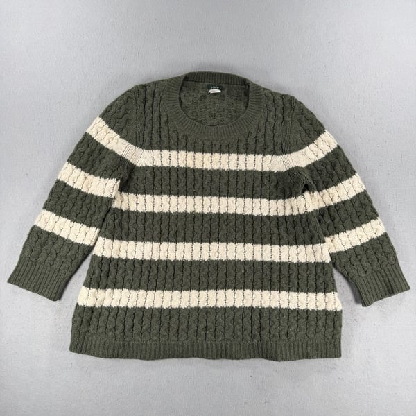 J. Crew Merino Wool Cable Knit Stripe Sweater Size M women’s 