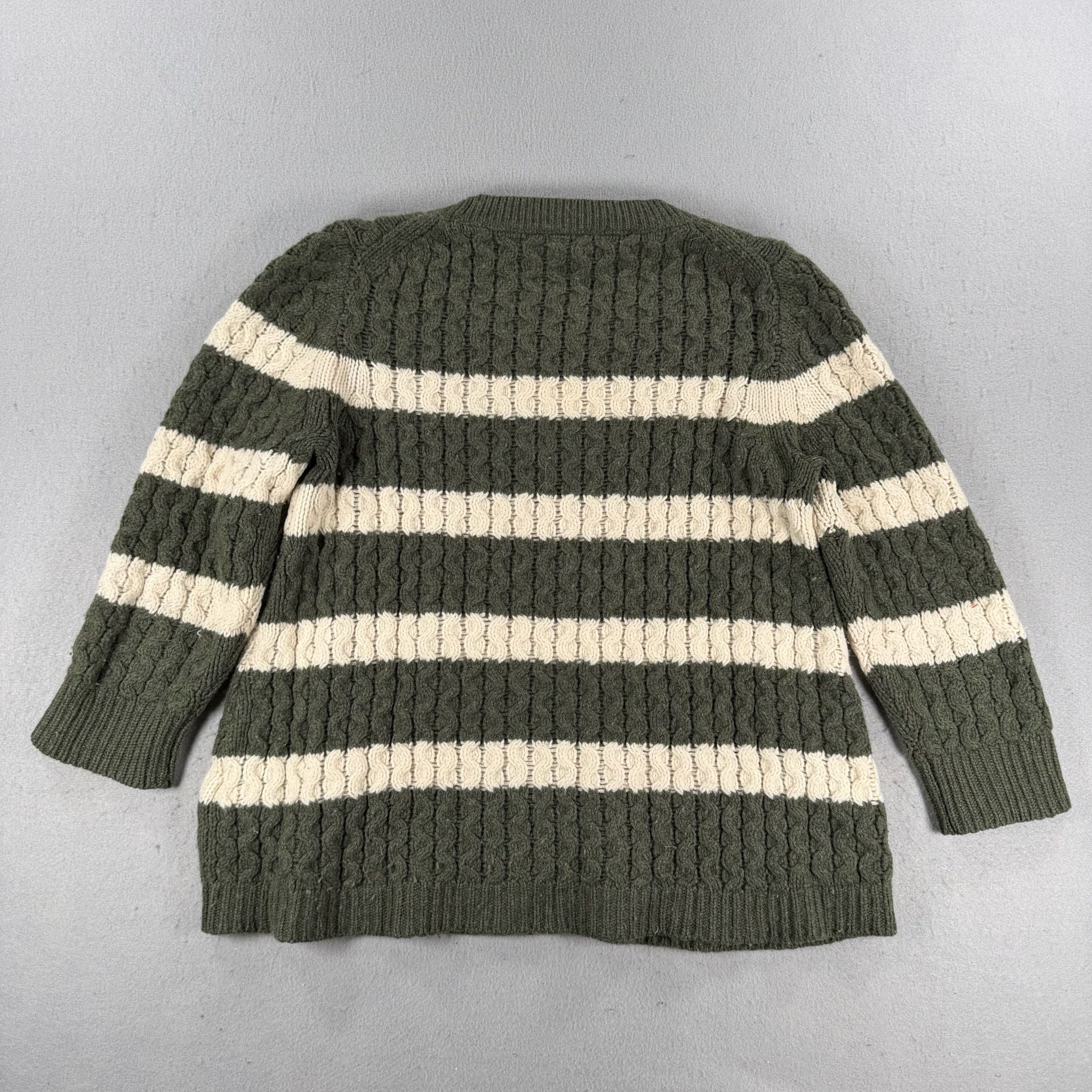 J. Crew Merino Wool Cable Knit Stripe Sweater Size M women’s 8
