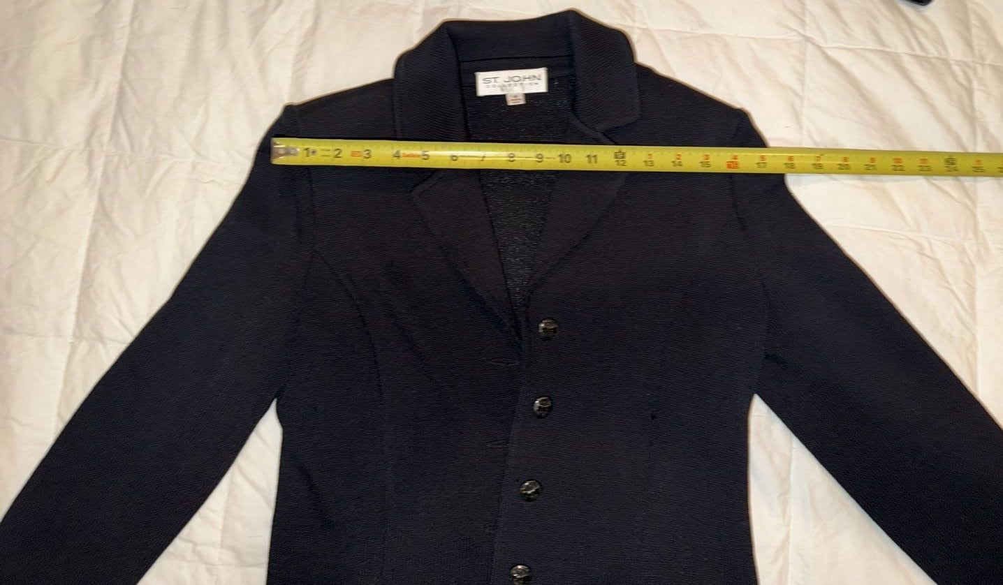 St. John Collection Santana Knit Notch Collar Button-Up Blazer Jacket 7