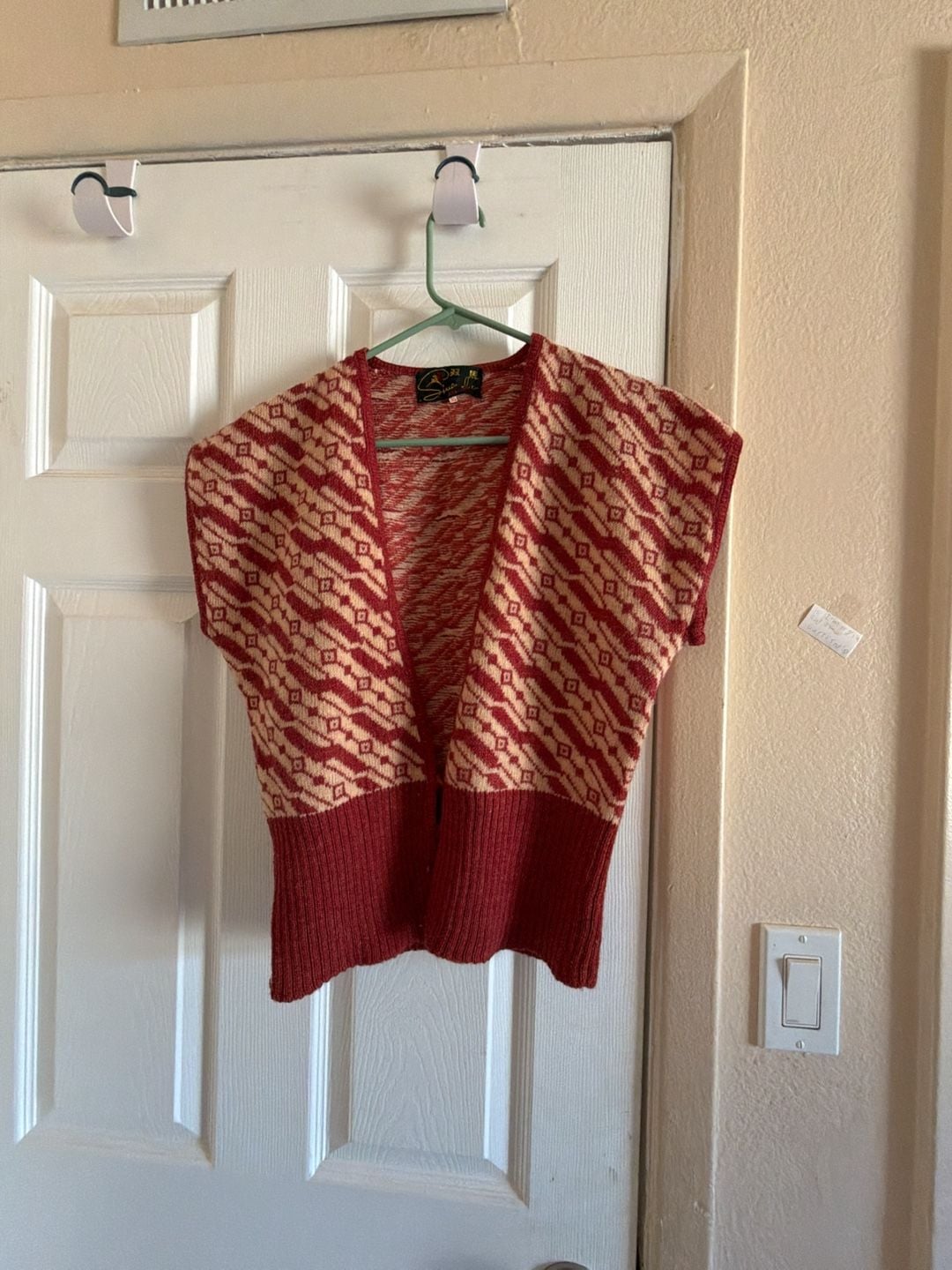 Vintage Wool Shuang Lu Sweater Vest Red Fair Isle Sleeveless Women SOU1438-N 2