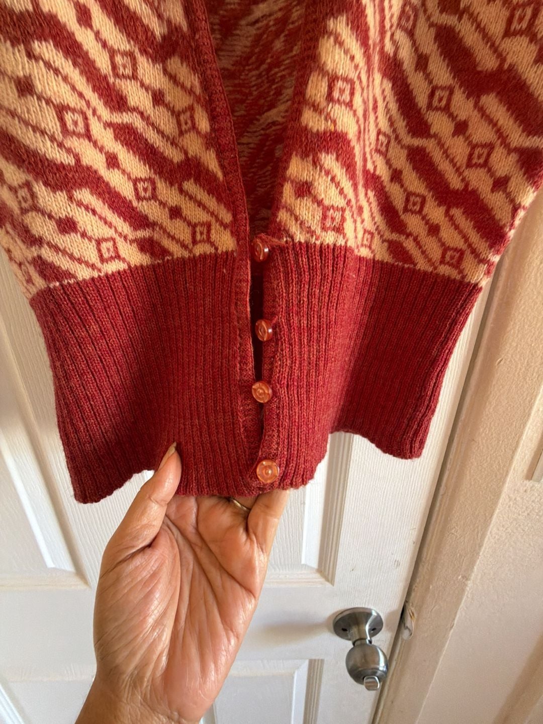 Vintage Wool Shuang Lu Sweater Vest Red Fair Isle Sleeveless Women SOU1438-N 4