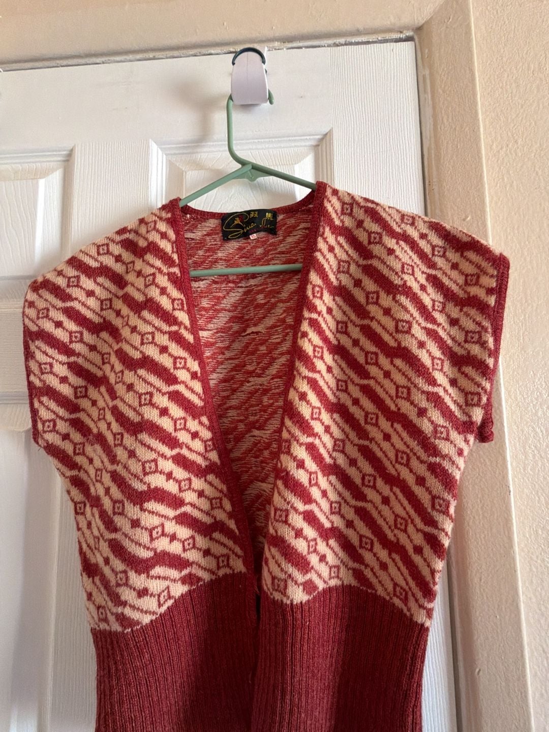 Vintage Wool Shuang Lu Sweater Vest Red Fair Isle Sleeveless Women SOU1438-N 7