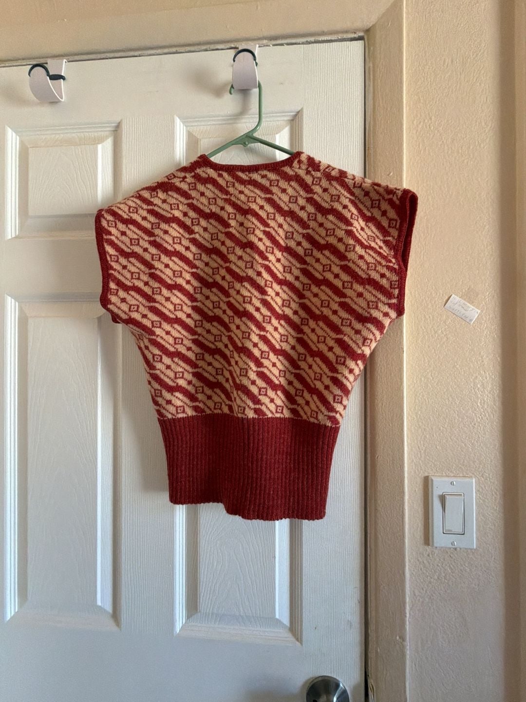 Vintage Wool Shuang Lu Sweater Vest Red Fair Isle Sleeveless Women SOU1438-N 8