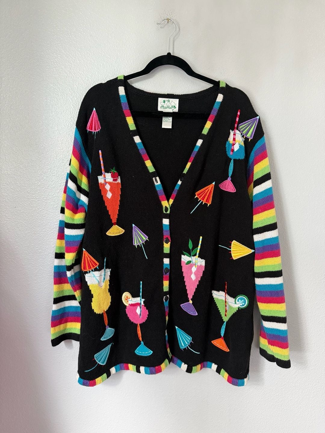 Quacker Factory Happy Hour Cocktail Cardigan Size 1X 2