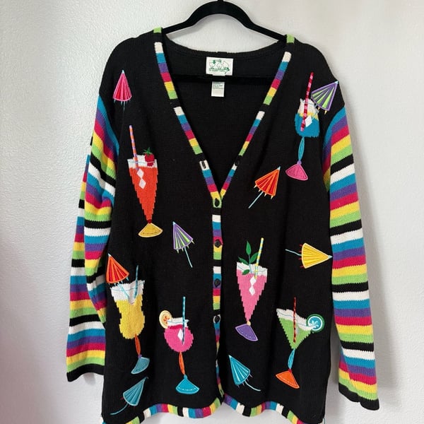 Quacker Factory Happy Hour Cocktail Cardigan Size 1X