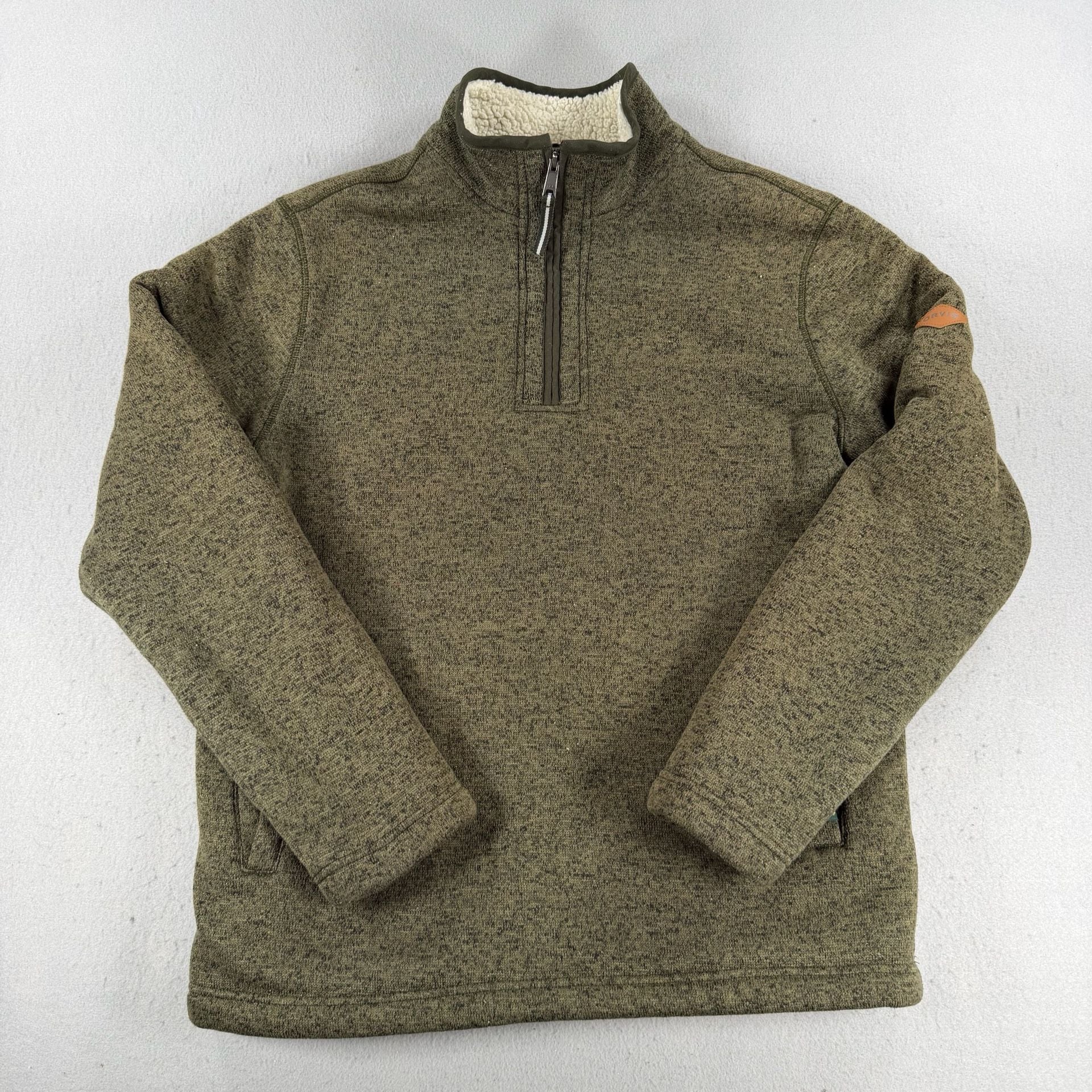 Orvis Quarter Zip Pullover Size M Green Sherpa Lined 2