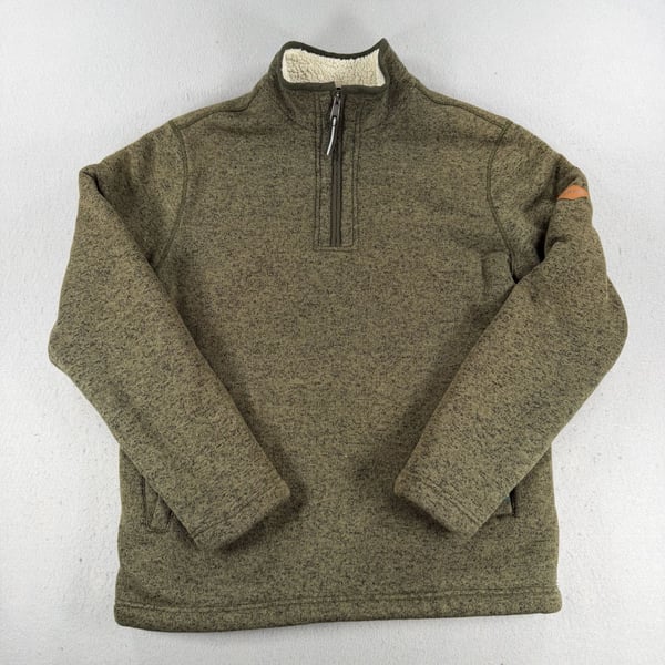 Orvis Quarter Zip Pullover Size M Green Sherpa Lined