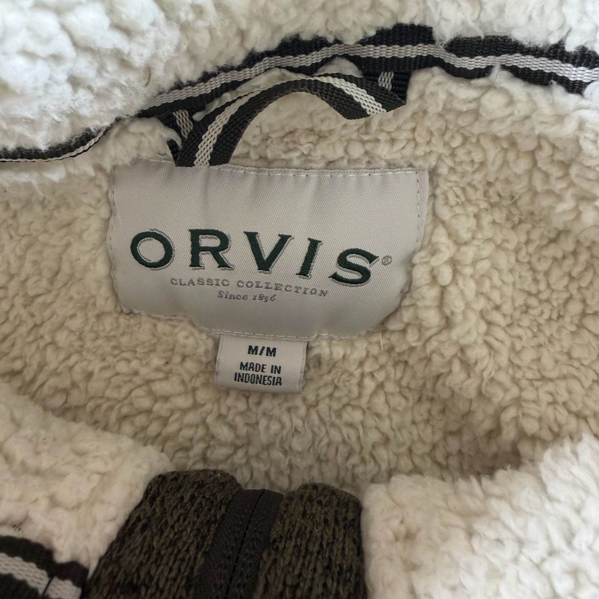 Orvis Quarter Zip Pullover Size M Green Sherpa Lined 3