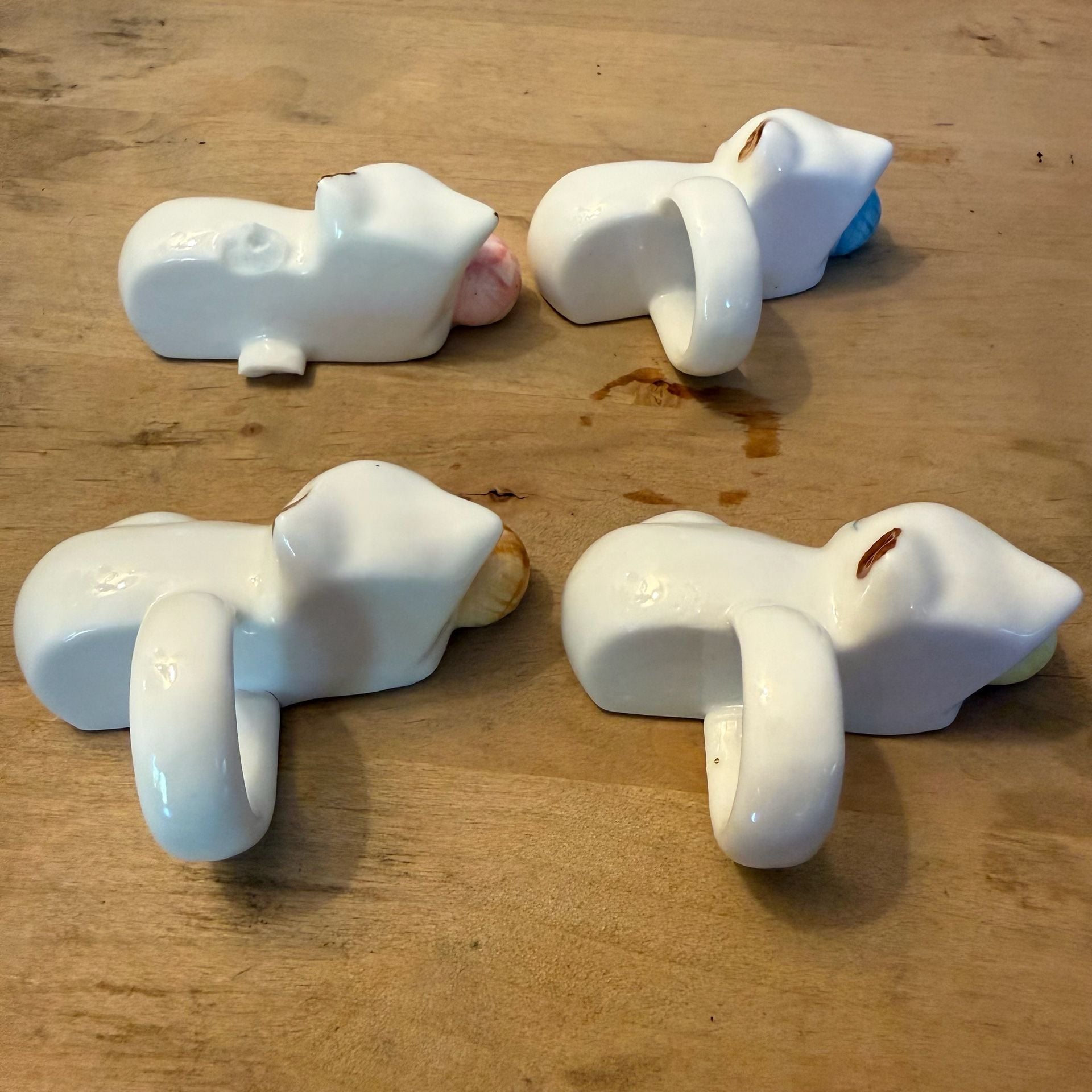 Vintage Ceramic Cat Napkin Rings Set of 4 Yarn 6