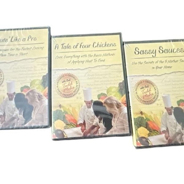 Todd Mohr Cooking Class DVD 3 Pack Sauté A Tale Sassy Sauces New