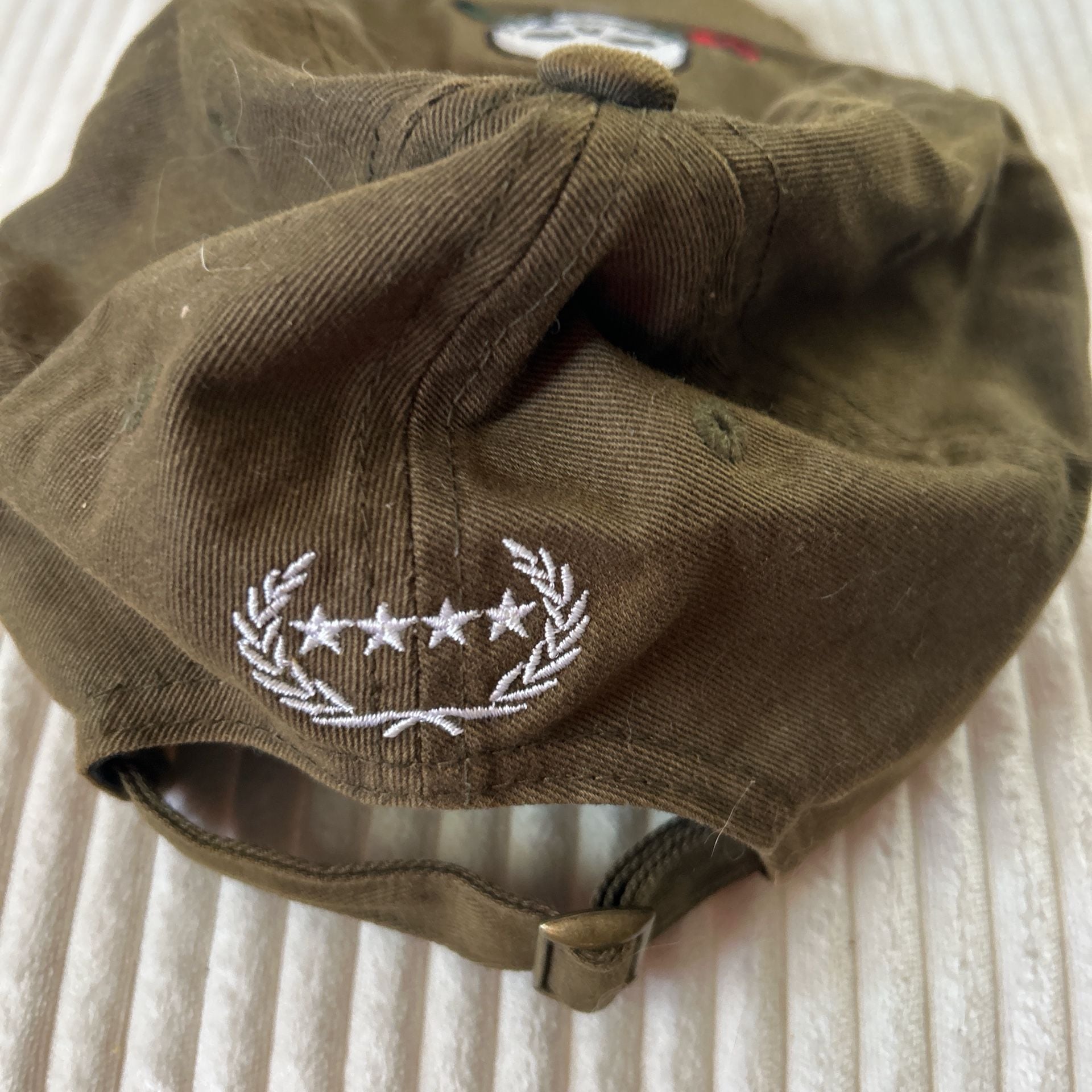Field Grade Skull Rose Distressed Olive Green Dad Hat 6