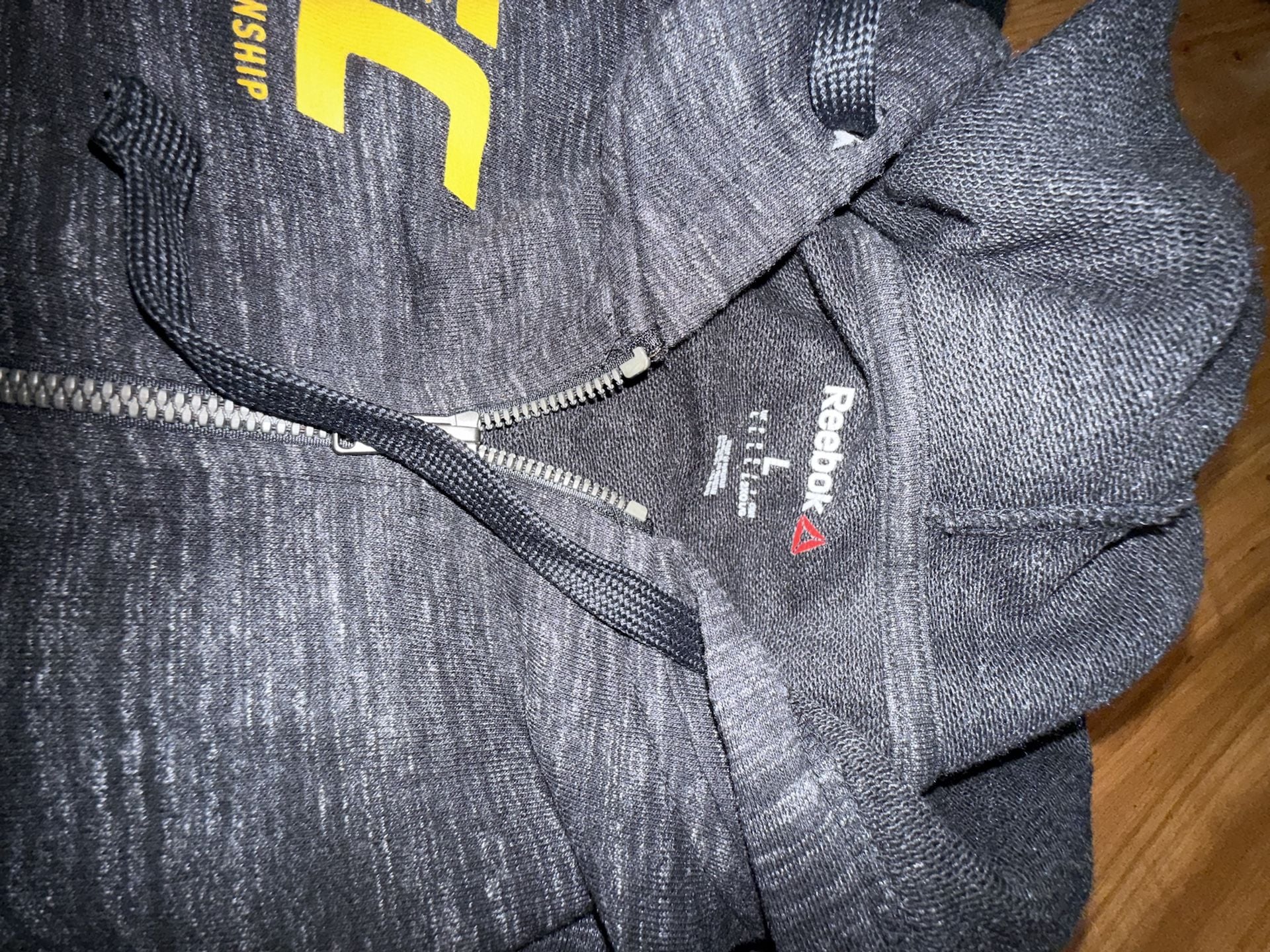 Reebok UFC Fight For Yours Hoodie Men’s Full Zip MMA Walkout Fight Kit Gray 11