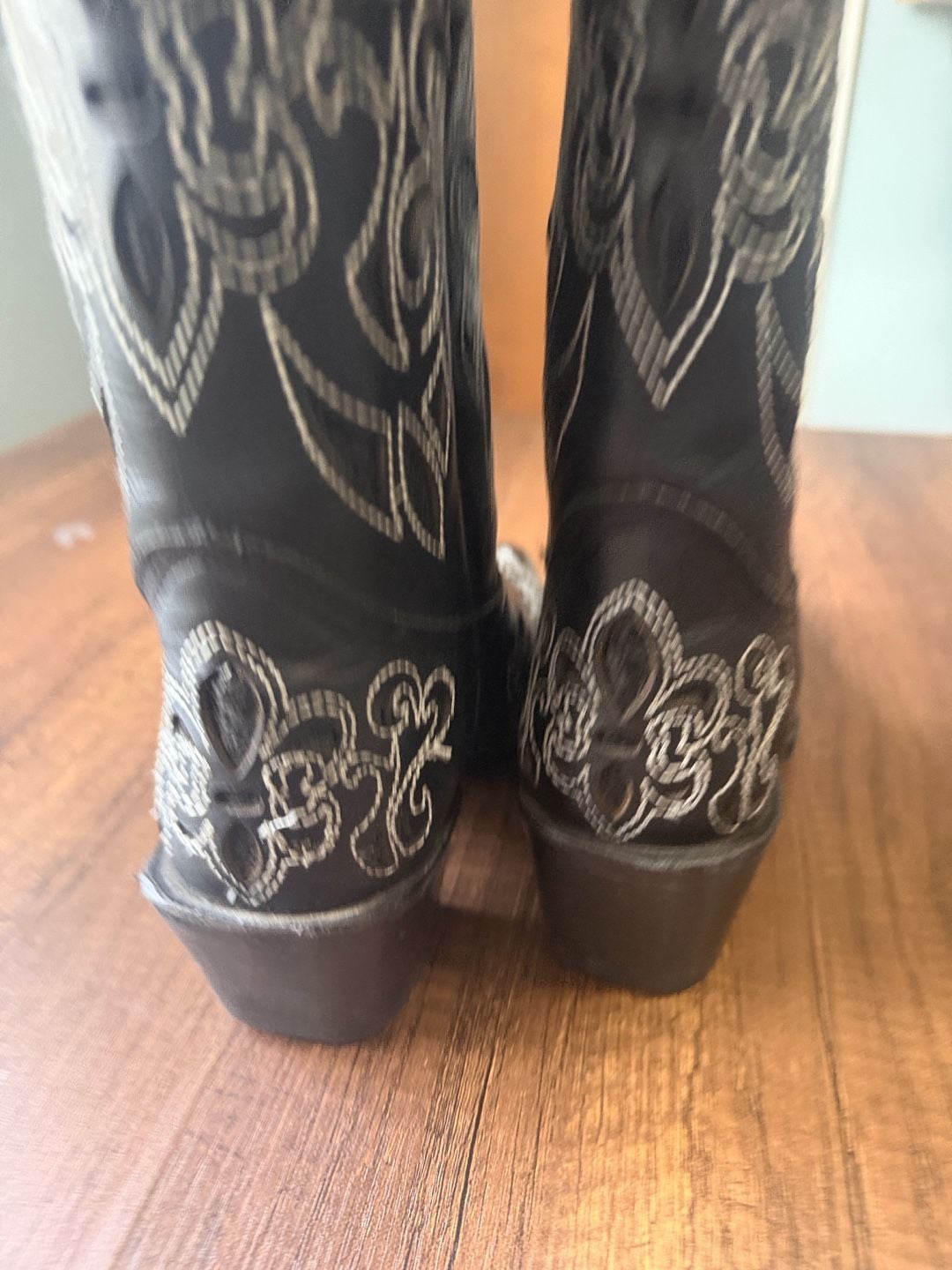 Minotauro Western Boots Size 5.5 Black Leather Embroidered Cowgirl Boots 5