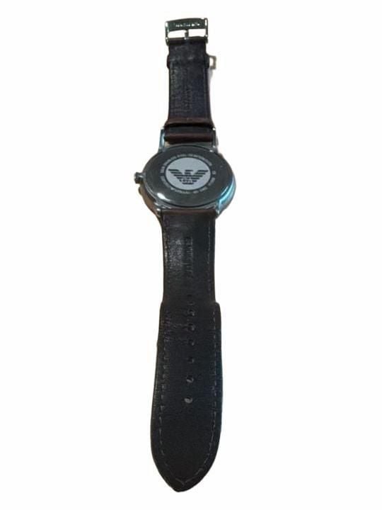 Emporio Armani Renato AR-2463 Silver Dial Brown Leather Watch 7