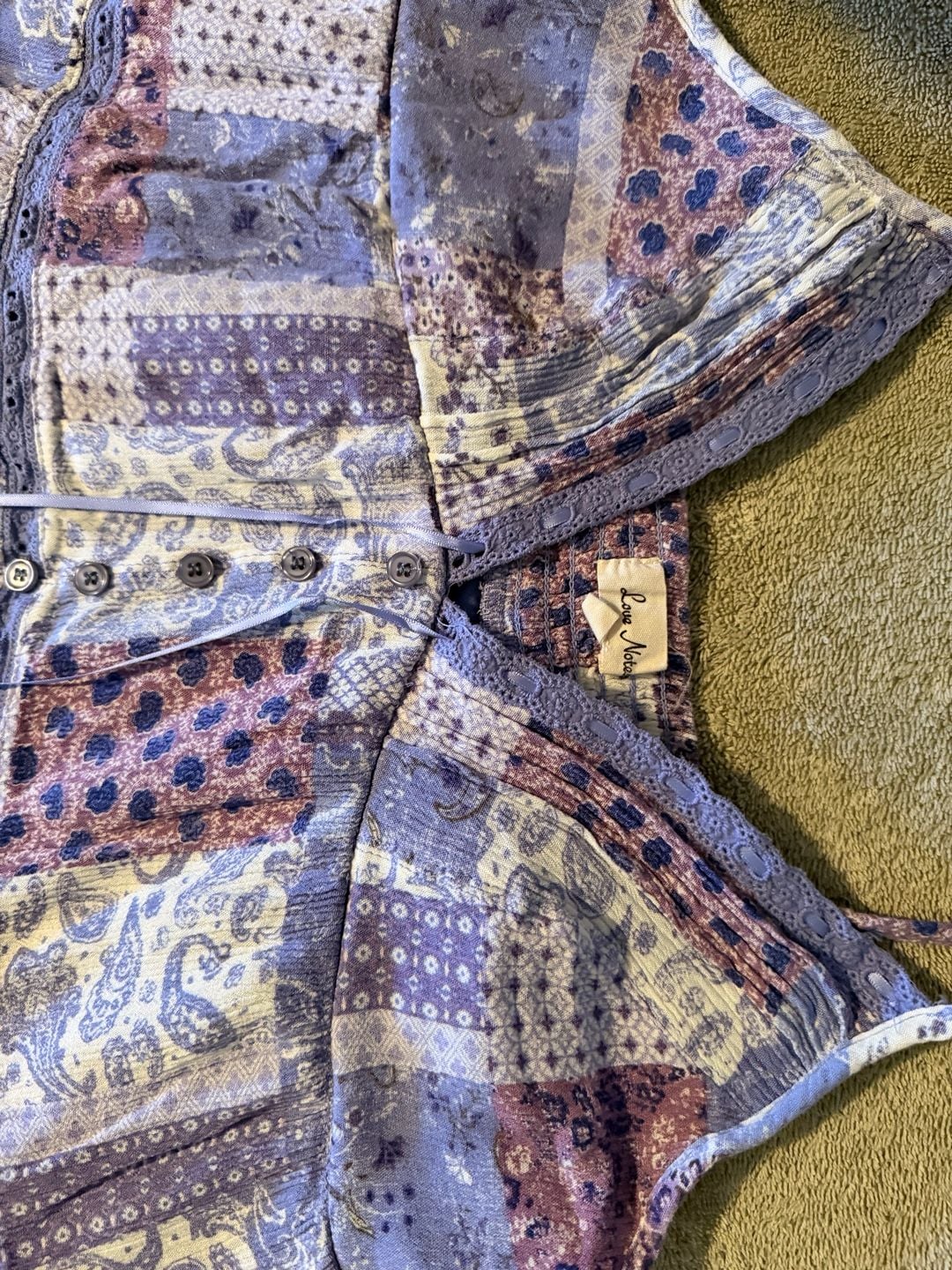 Love Notes Patchwork Peplum Tank Top Size L Purple Spaghetti Strap 8