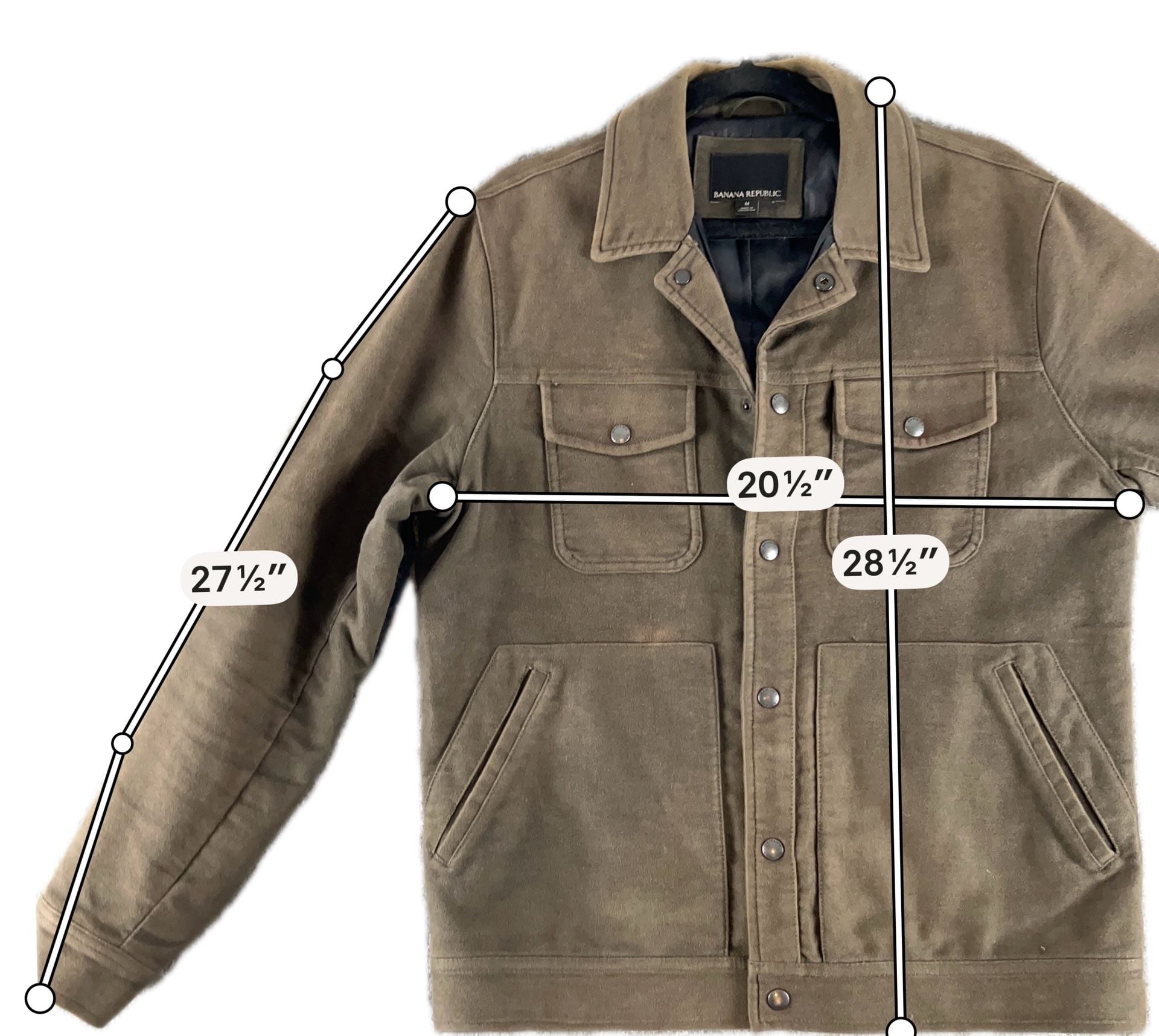 Banana Republic Italian Moleskin Trucker Jacket Size M Olive Cotton 4