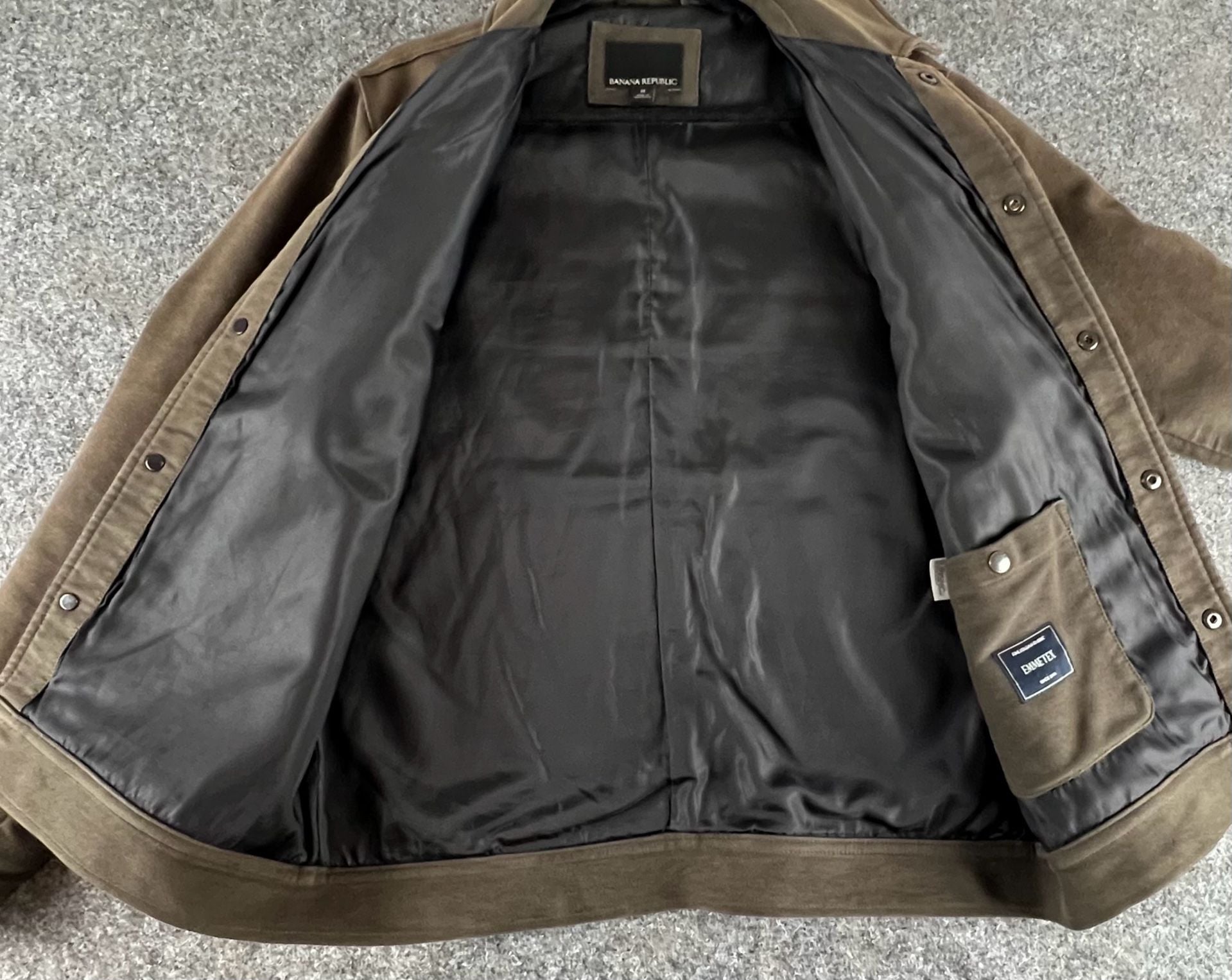 Banana Republic Italian Moleskin Trucker Jacket Size M Olive Cotton 7